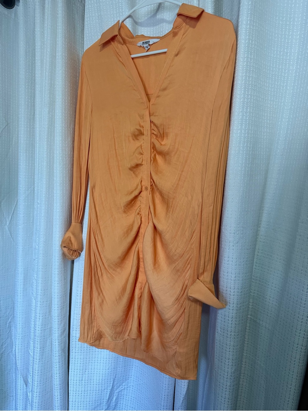 BB Dakota Orange Ruched Button-Front Tunic